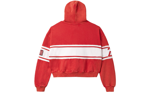VALE CURSIVE ZIP UP HOODIE RED