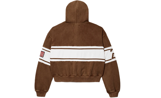 VALE CURSIVE ZIP UP HOODIE BROWN