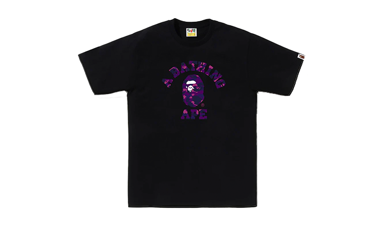 BAPE PURPLE CAMO COLLEGE T-SHIRT BLACK