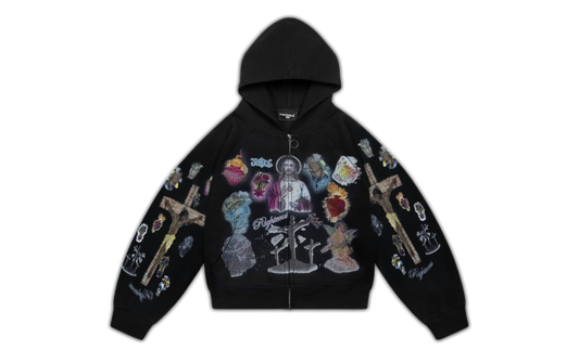 WE ARE RIGHTEOUS ULTIMATE SACRIFICE THERMAL ZIP UP HOODIE BLACK